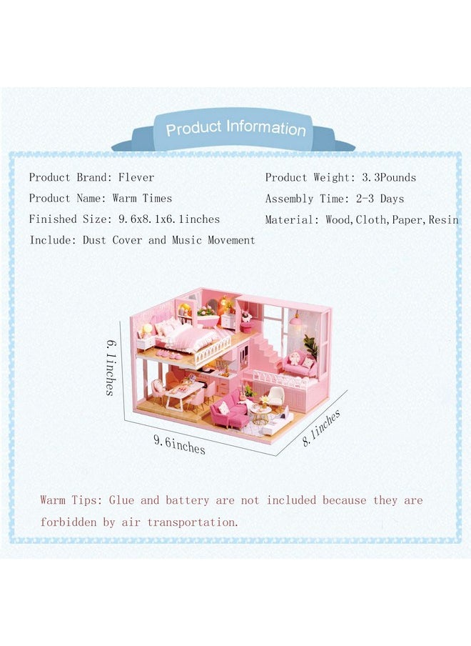 Flever Dollhouse Miniature DIY House Kit Creative Room with Loft Apartment Scene for Romantic Artwork Gift (Warm Times)