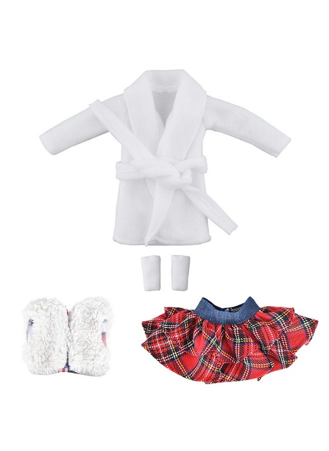YAMASO Santa Clothing for Doll (Fluffy Vest+ Plaid Skirt + Bathrobe)