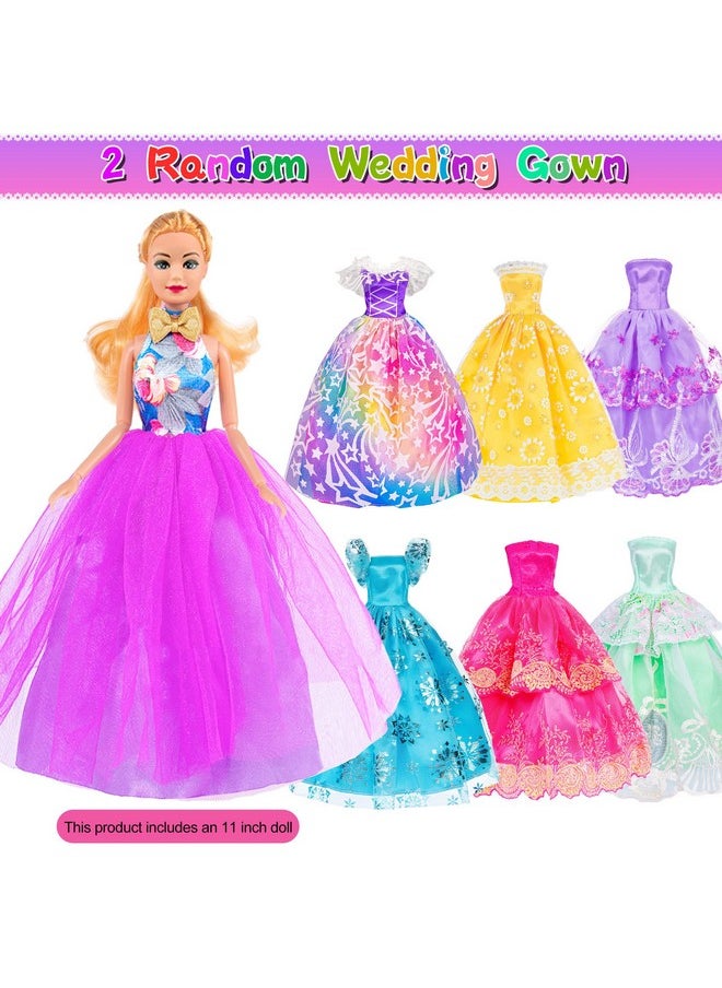 ebuddy Doll and Doll Accessories 101 Pcs Doll Clothes and Accessories Purple Doll Closet Wardrobe Closet Playest for 11.5 Inch Girl Doll Including Shoes Rack,Dress,Shoes Hangers Accessories(One Doll)