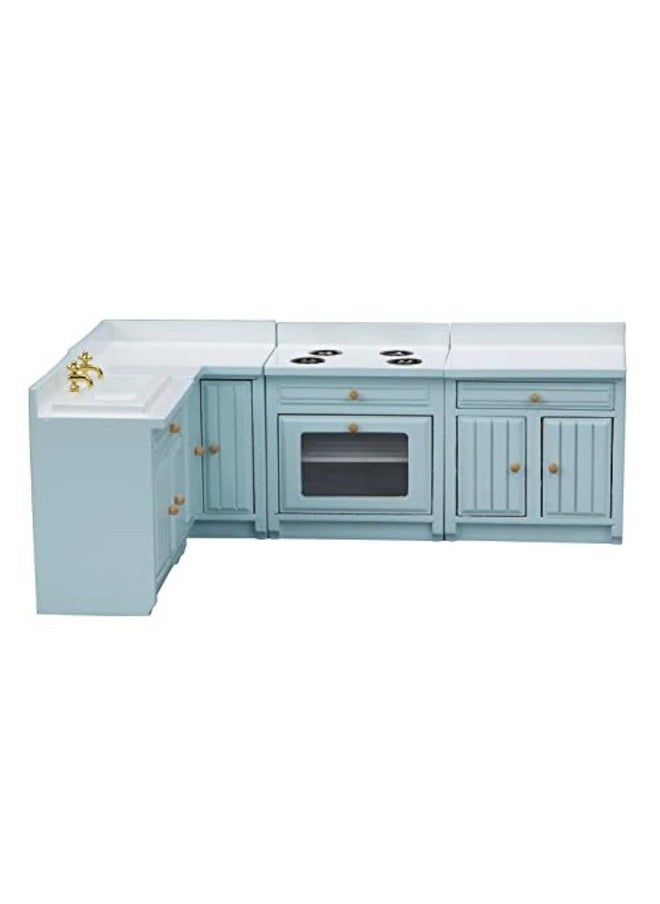 SXFSE Dollhouse Decoration Accessories, 1:12 Dollhouse Miniature 4 Pcs Wooden Kitchen Stove Sink Cabinet Set