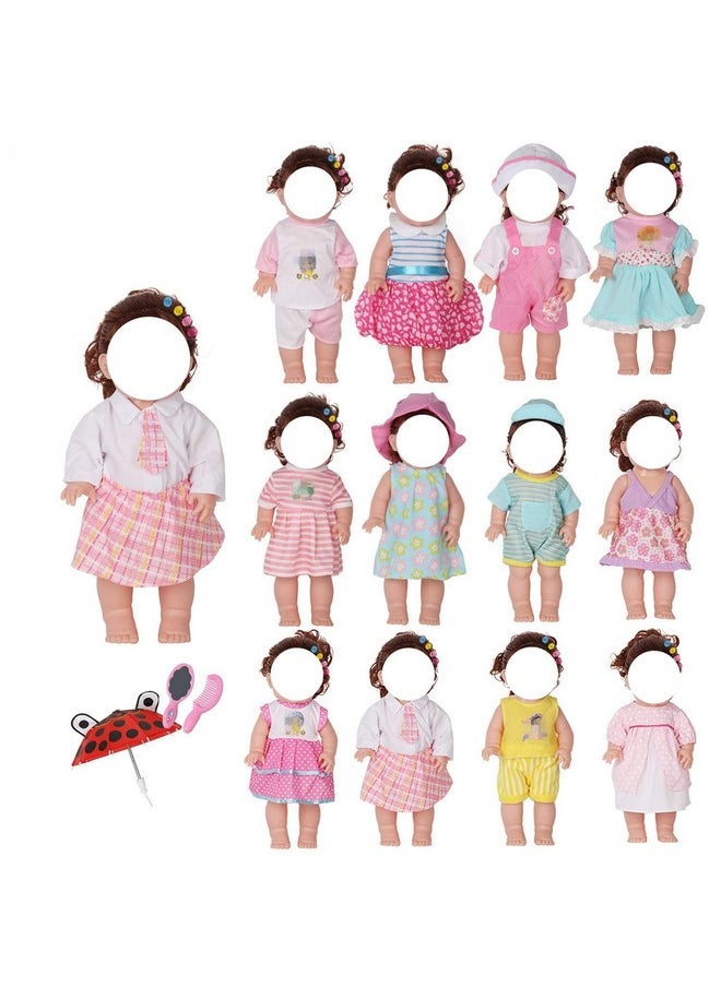 Huang Cheng Toys 12 Pcs Set Handmade Baby Doll Clothes Dress Outfits Costumes for 12 13 14 15 inch Doll，Doll Hat Umbrella Mirror Comb Girl Christmas Birthday Gift for Little Girl