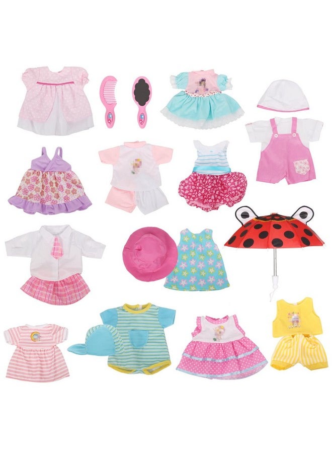Huang Cheng Toys 12 Pcs Set Handmade Baby Doll Clothes Dress Outfits Costumes for 12 13 14 15 inch Doll，Doll Hat Umbrella Mirror Comb Girl Christmas Birthday Gift for Little Girl