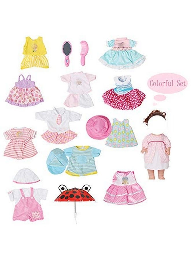 Huang Cheng Toys 12 Pcs Set Handmade Baby Doll Clothes Dress Outfits Costumes for 12 13 14 15 inch Doll，Doll Hat Umbrella Mirror Comb Girl Christmas Birthday Gift for Little Girl
