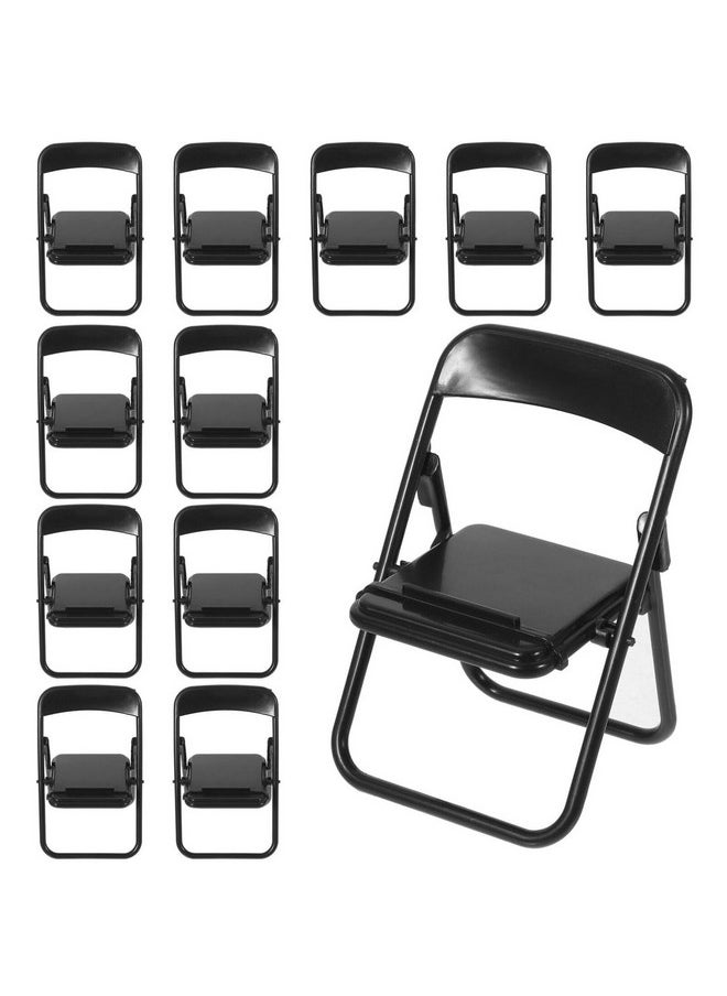 STOBOK 12pcs Mini Folding Chair Cell Phone Stand Holder Doll House Folding Chair Models Folding Chair Cradle for Desk