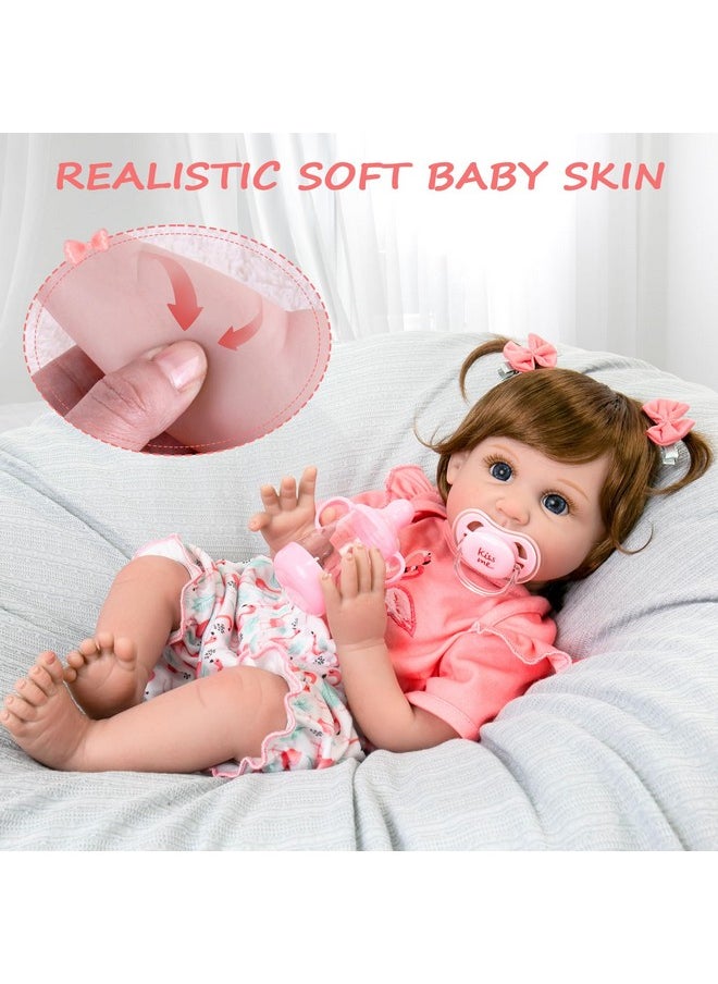 Aori Reborn Baby Girl Doll,22 in Realistic Newborn Baby Dolls,Adorable Lifelike Babies,Weighted Reborn Toddler with Flamingo Toy Gifts Set for Kids 3 Year Old