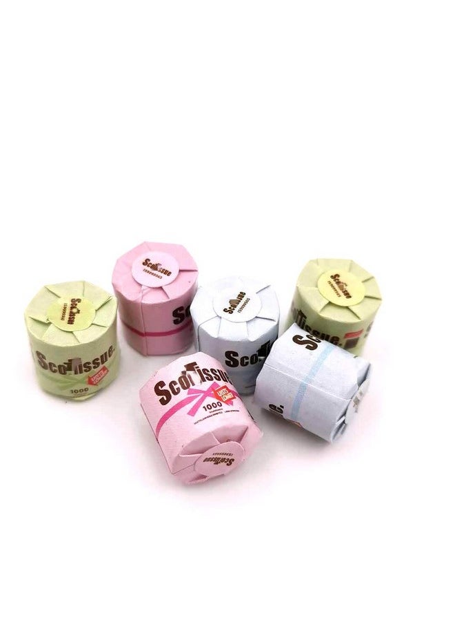 SXFSE Dollhouse Decoration Accessories, 1:12 Dollhouse Miniature Scene Model 6 PCS Paper Towels Set (6 PCS, 12 x 11 mm)