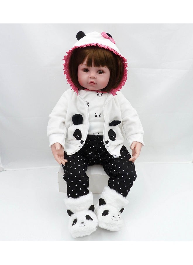 Reborn Baby Girl Dolls Clothes 18 inch Panda Outfits Accesories for 17-19 inch Reborns Doll Newborn Baby Girl Matching Clothing