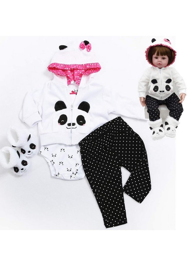 Reborn Baby Girl Dolls Clothes 18 inch Panda Outfits Accesories for 17-19 inch Reborns Doll Newborn Baby Girl Matching Clothing