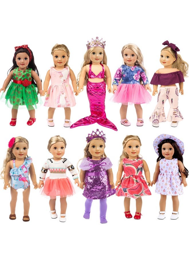 Ebuddy 18 Inch Doll Clothes Doll Accessories 10 Sets Fashion Doll Clothes and Accessories Fit for 18 inch Girl Doll,Most 18 Inch Dolls(No Doll)