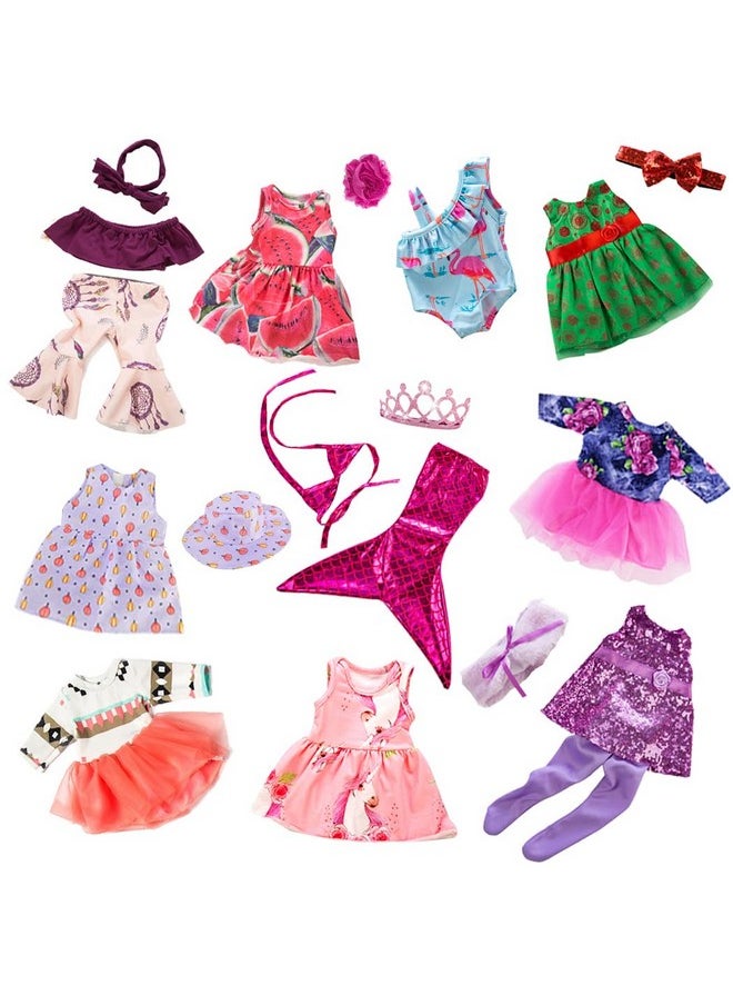 Ebuddy 18 Inch Doll Clothes Doll Accessories 10 Sets Fashion Doll Clothes and Accessories Fit for 18 inch Girl Doll,Most 18 Inch Dolls(No Doll)