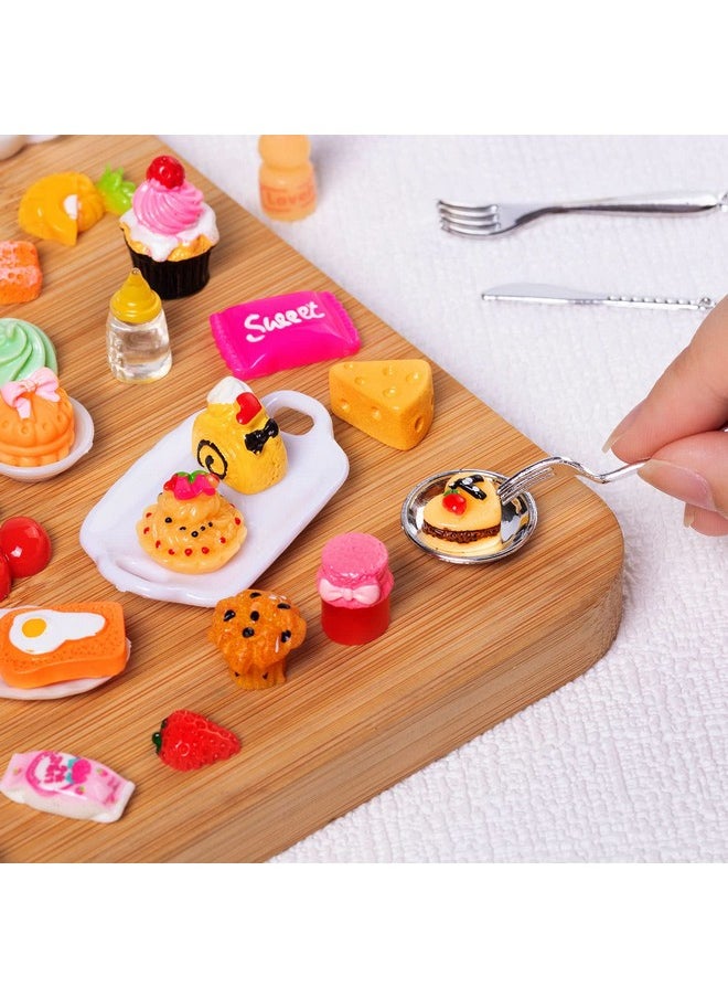 160 Pcs Mini Food Toys, Miniature Food Drinks Bottles for Doll Kitchen Pretend Play, Mixed Resin Kitchen Food Cutlery Toys for Adults Teenagers Doll House