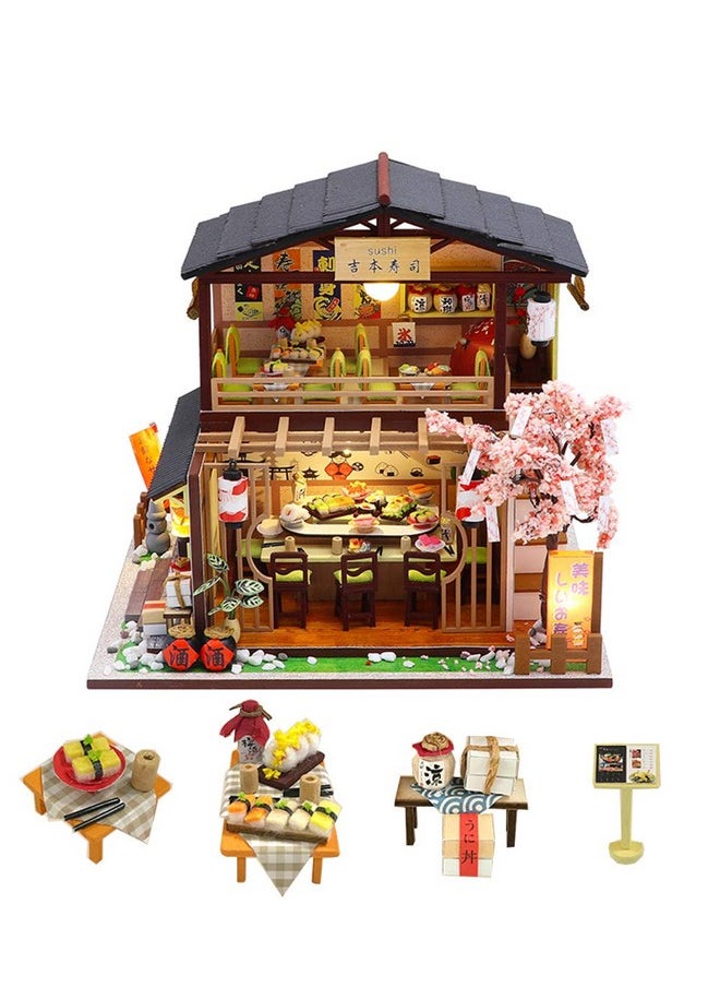 Flever Dollhouse Miniature DIY House Kit Creative Room with Furniture for Romantic Valentine's Gift (Gibon Sushi)