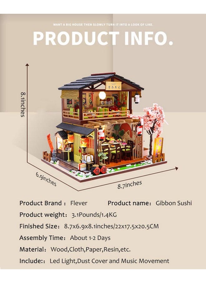 Flever Dollhouse Miniature DIY House Kit Creative Room with Furniture for Romantic Valentine's Gift (Gibon Sushi)