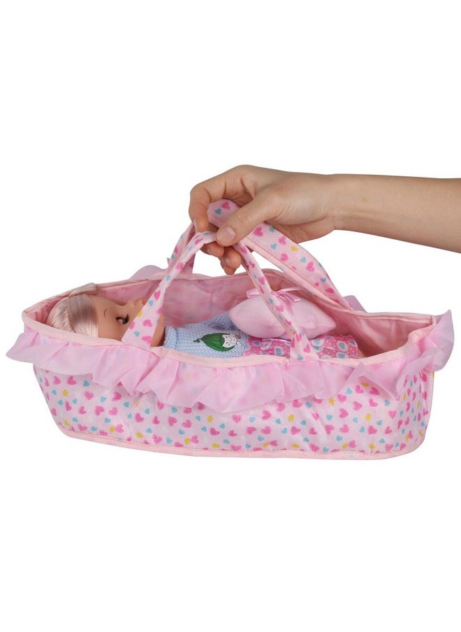 Huang Cheng Toys Baby Doll Cradle Bassinet for 9-10-11-12 Inch Doll ，Portable Doll Carrier Bag，Portable Doll Bed， Lovely Baby Doll Cradle Blanket for 12-inch Doll Carrier Pretend Play Toy