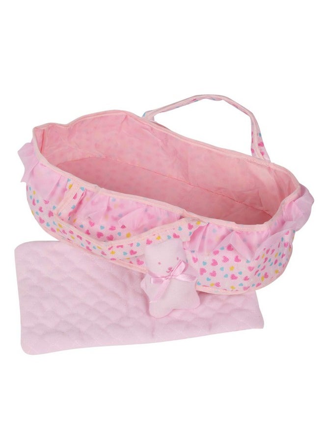 Huang Cheng Toys Baby Doll Cradle Bassinet for 9-10-11-12 Inch Doll ，Portable Doll Carrier Bag，Portable Doll Bed， Lovely Baby Doll Cradle Blanket for 12-inch Doll Carrier Pretend Play Toy