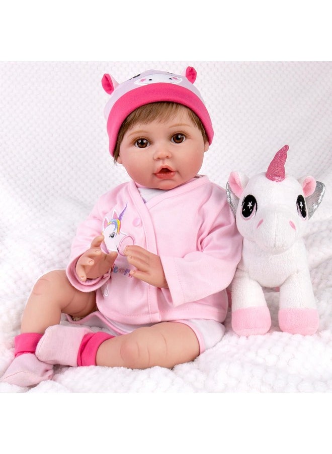 Aori Reborn Baby Dolls - 22 inch Realistic Newborn Baby Girls Lifelike Weighted Baby Girl Dolls Pink Unicorn Real Life Baby Girl Dolls