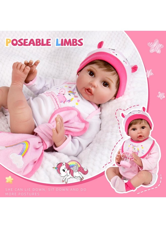 Aori Reborn Baby Dolls - 22 inch Realistic Newborn Baby Girls Lifelike Weighted Baby Girl Dolls Pink Unicorn Real Life Baby Girl Dolls