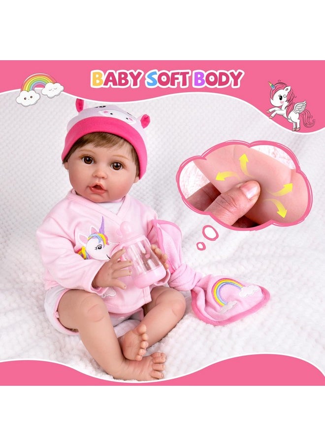 Aori Reborn Baby Dolls - 22 inch Realistic Newborn Baby Girls Lifelike Weighted Baby Girl Dolls Pink Unicorn Real Life Baby Girl Dolls