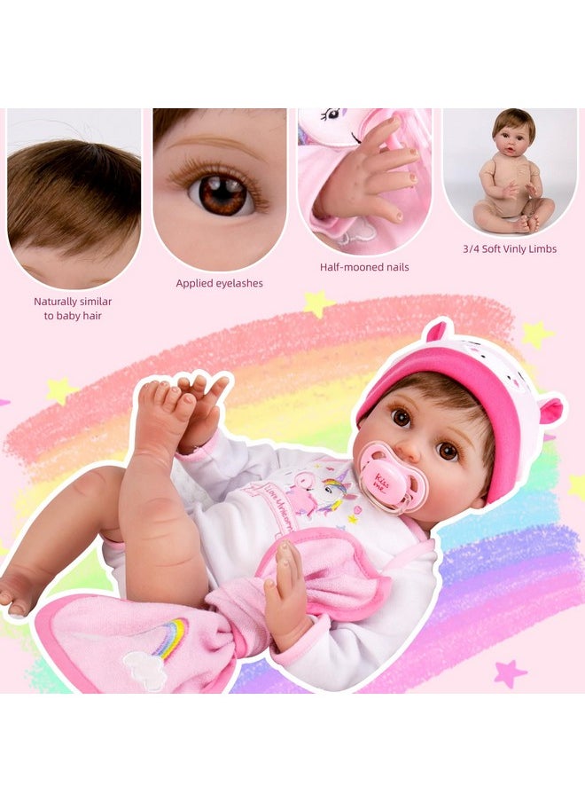 Aori Reborn Baby Dolls - 22 inch Realistic Newborn Baby Girls Lifelike Weighted Baby Girl Dolls Pink Unicorn Real Life Baby Girl Dolls