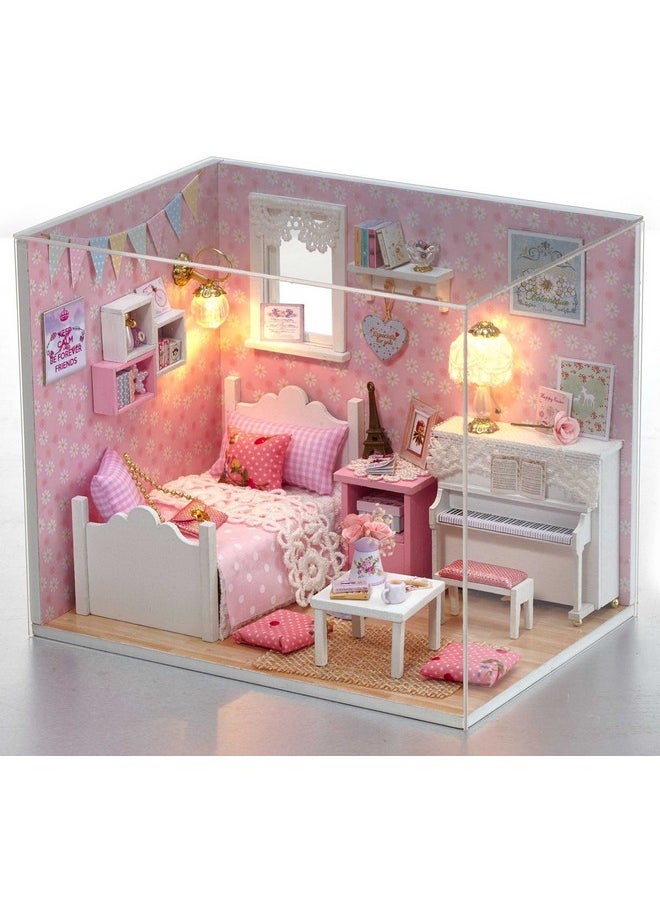 Flever Dollhouse Miniature DIY House Kit Creative Room with Furniture and Cover for Romantic Valentine's Gift (Sunny Princess)