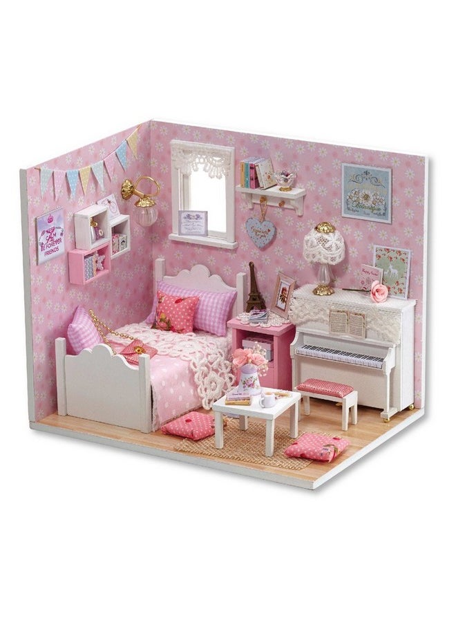 Flever Dollhouse Miniature DIY House Kit Creative Room with Furniture and Cover for Romantic Valentine's Gift (Sunny Princess)