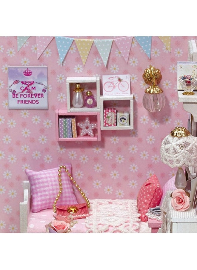 Flever Dollhouse Miniature DIY House Kit Creative Room with Furniture and Cover for Romantic Valentine's Gift (Sunny Princess)