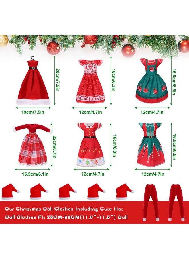 JANYUN Christmas Doll Clothes and Accessories,Doll Clothes Sets Party Dresses Outfits Xmas Gift Costumes Doll Shoes for Christmas Party Favors Girl Gift(Dolls not Included)