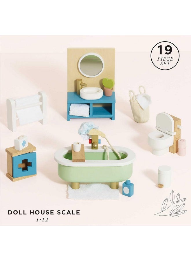 Le Toy Van - Daisylane Bathroom Premium Wooden Toys Dolls House Accessories |Playset For Doll House | Girls Dolls House Furniture Sets - Suitable For Ages 3+