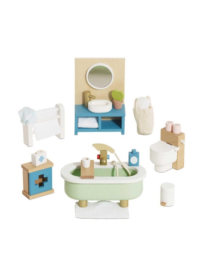 Le Toy Van - Daisylane Bathroom Premium Wooden Toys Dolls House Accessories |Playset For Doll House | Girls Dolls House Furniture Sets - Suitable For Ages 3+
