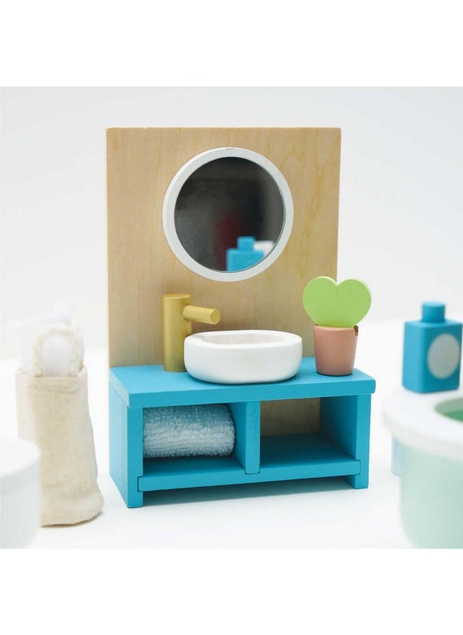 Le Toy Van - Daisylane Bathroom Premium Wooden Toys Dolls House Accessories |Playset For Doll House | Girls Dolls House Furniture Sets - Suitable For Ages 3+