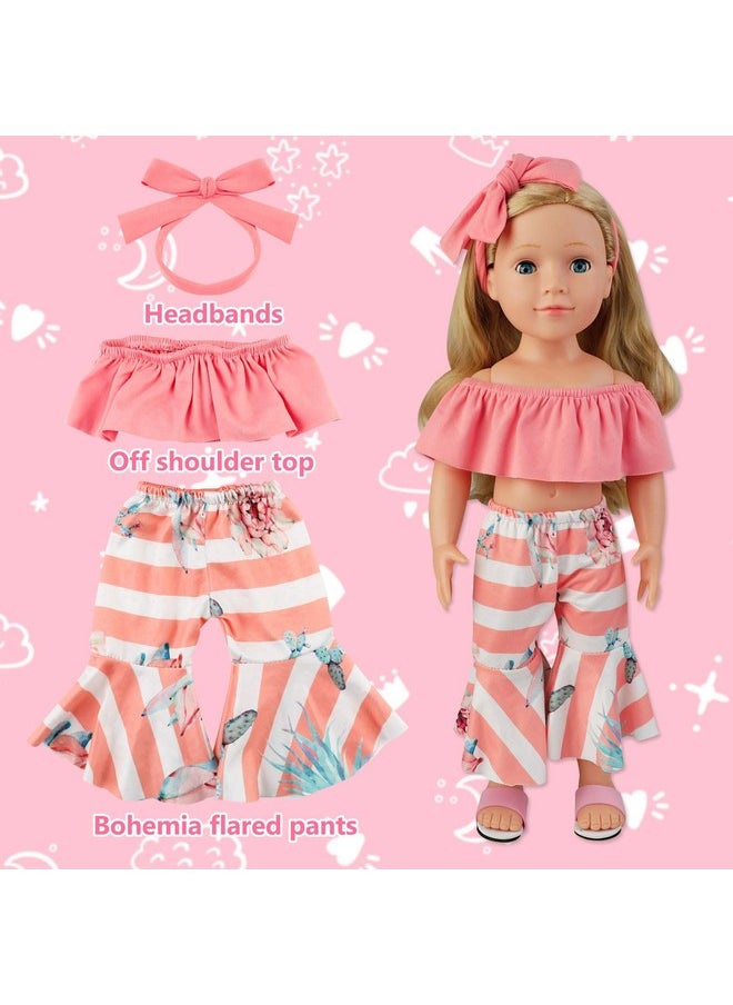 COSYOO 17 PCS Doll Travel Set Suitcase American Doll Accessories for Girl 18 Inch Including Suitcase Luggage A Set of Clothes Slippers Sunglasses Camera Laptop Unicorn Pillow Blindfold
