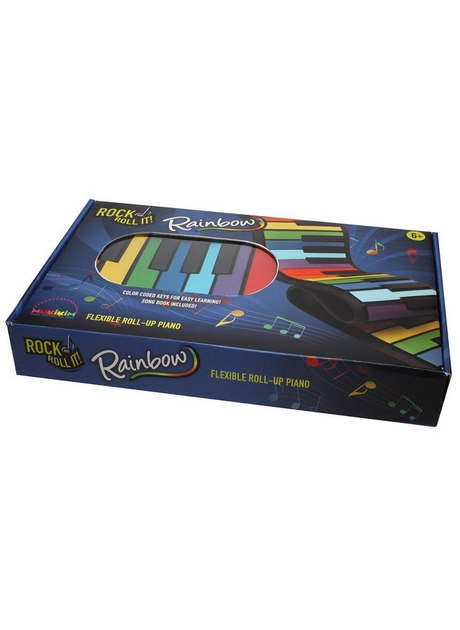 MUKIKIM Rock and Roll It - The Original Rainbow Piano. Roll Up Flexible Piano Keyboard for Kids / Beginners. Portable 49 Keys Silicone Piano Pad. Play-by-Color Songbook Included!