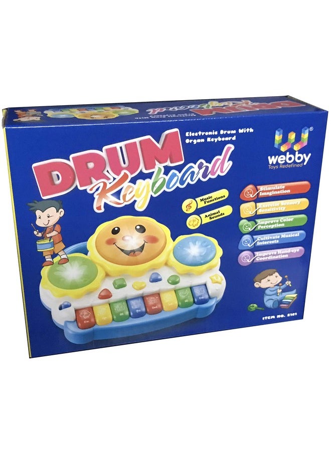 Webby Drum Keyboard Musical & Light Toys, Multicolor