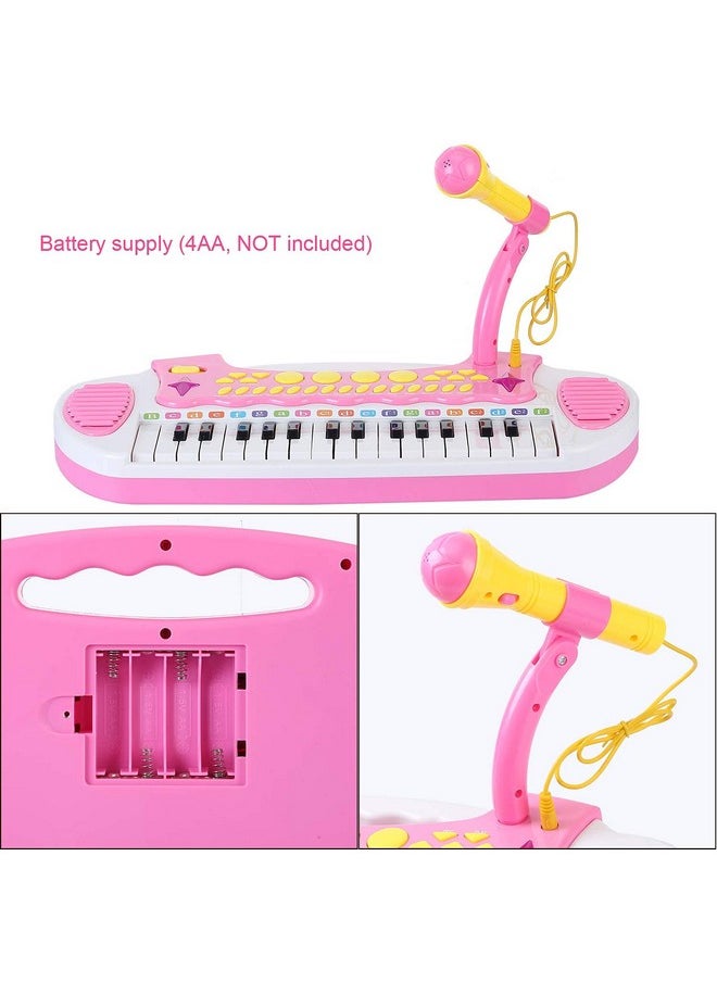 Love&Mini Piano Toy Keyboard for Kids - Birthday Gifts for 3 4 5 Years Old Girls Toys with 31 Keys and Microphone Musical Instrument Toys for Girls Gifts (Pink)
