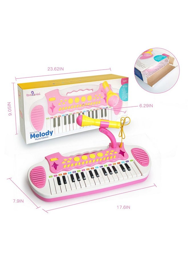 Love&Mini Piano Toy Keyboard for Kids - Birthday Gifts for 3 4 5 Years Old Girls Toys with 31 Keys and Microphone Musical Instrument Toys for Girls Gifts (Pink)