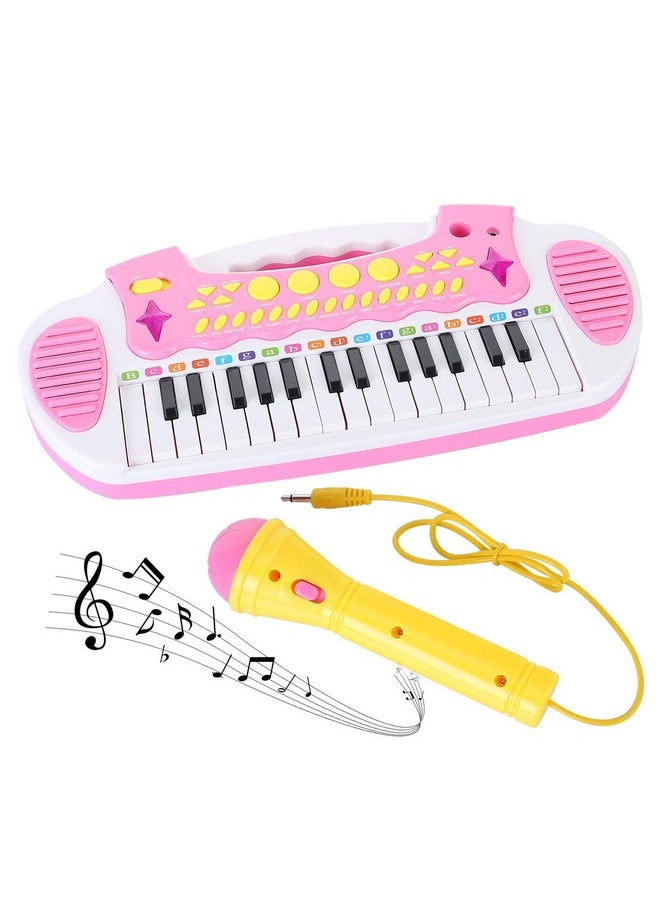 Love&Mini Piano Toy Keyboard for Kids - Birthday Gifts for 3 4 5 Years Old Girls Toys with 31 Keys and Microphone Musical Instrument Toys for Girls Gifts (Pink)