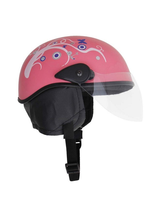 Sage Square Ladies Multi-Purpose Helmet (Pink Glossy Sticker Design 1) (Non-Motorized)