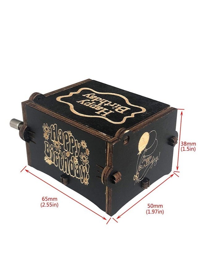 EITHEO Wooden Uniq Carved Hand Crank Happy-Birthday-Black Theme Music Box
