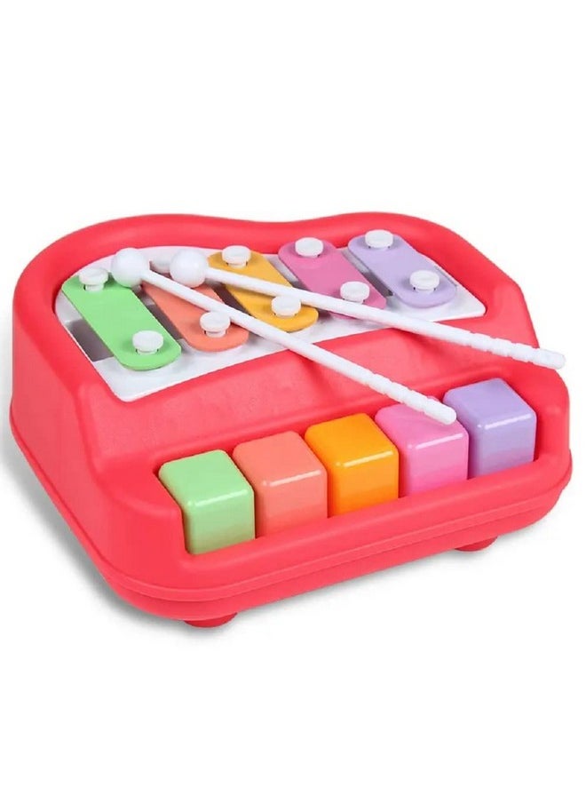 FunBlast Xylophone Piano - Xylophone Toys for Kids - Learning Toy, Hand Knock Piano Toys with 5 Voice Note for Kids Babies Boys and Girls - Musical Toy (Red-Xylo)