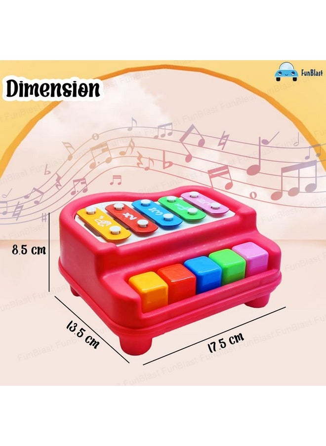 FunBlast Xylophone Piano - Xylophone Toys for Kids - Learning Toy, Hand Knock Piano Toys with 5 Voice Note for Kids Babies Boys and Girls - Musical Toy (Red-Xylo)