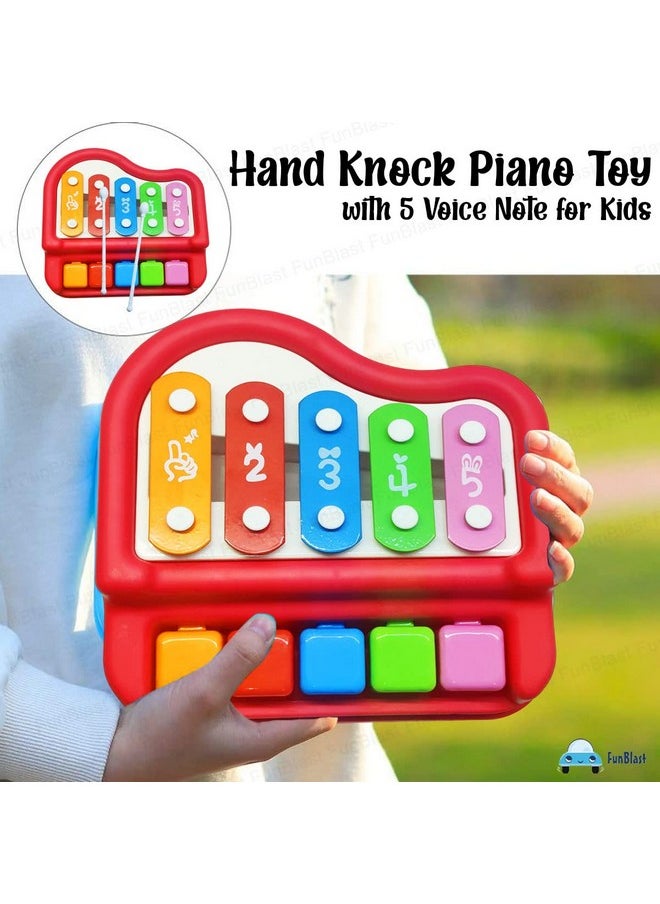 FunBlast Xylophone Piano - Xylophone Toys for Kids - Learning Toy, Hand Knock Piano Toys with 5 Voice Note for Kids Babies Boys and Girls - Musical Toy (Red-Xylo)