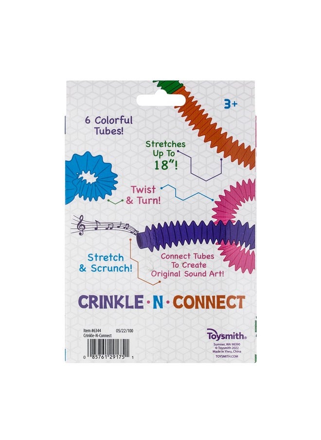 Toysmith Crinkle N' Connect, 6 Colors, 6 Tubes, Makes Sound, Musical Toy, Fidget Toy, for Boys and Girls Ages 3+
