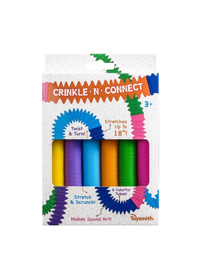 Toysmith Crinkle N' Connect, 6 Colors, 6 Tubes, Makes Sound, Musical Toy, Fidget Toy, for Boys and Girls Ages 3+