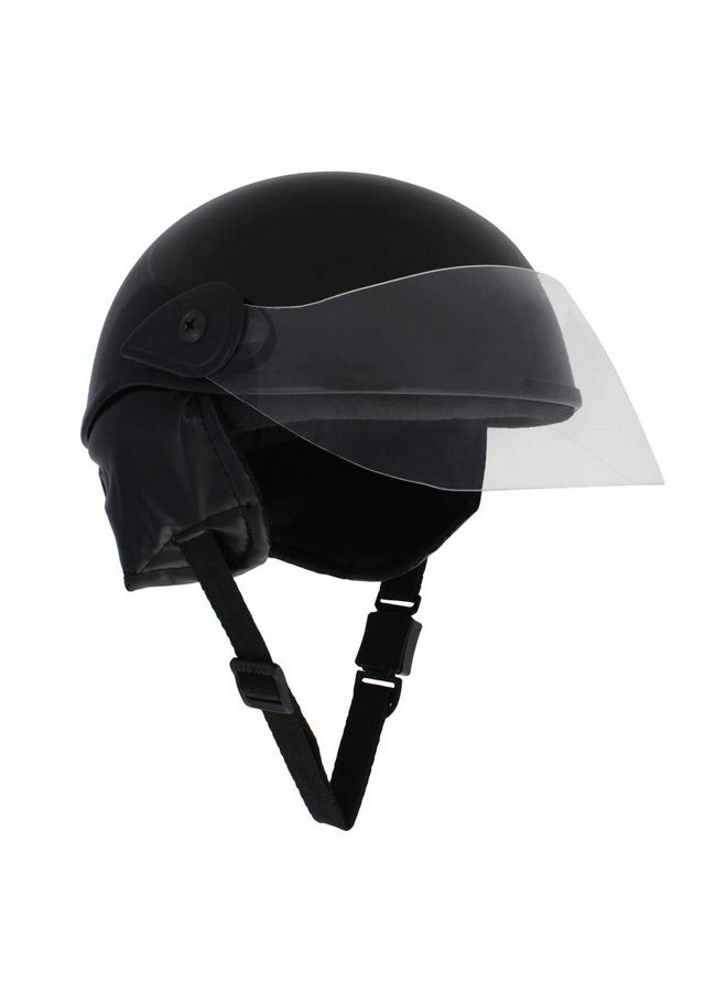 Sage Square Multipurpose Half Helmet for Men's and Women's (Large, Black Glossy)