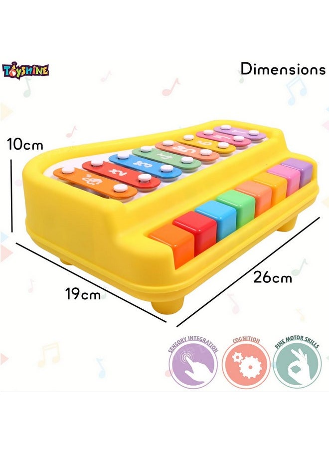 Toyshine 2 in 1 Baby Piano Xylophone Toy for Toddlers 1-3 Years Old, 8 Multicolored Key Keyboard Xylophone Piano, Preschool Educational Musical Learning Toy - Multicolor, Without Sticks (D-Lite)