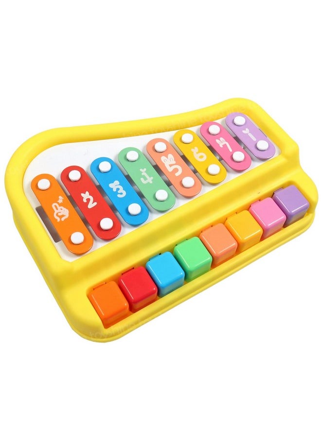 Toyshine 2 in 1 Baby Piano Xylophone Toy for Toddlers 1-3 Years Old, 8 Multicolored Key Keyboard Xylophone Piano, Preschool Educational Musical Learning Toy - Multicolor, Without Sticks (D-Lite)