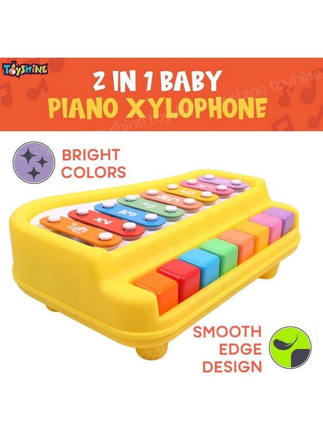 Toyshine 2 in 1 Baby Piano Xylophone Toy for Toddlers 1-3 Years Old, 8 Multicolored Key Keyboard Xylophone Piano, Preschool Educational Musical Learning Toy - Multicolor, Without Sticks (D-Lite)