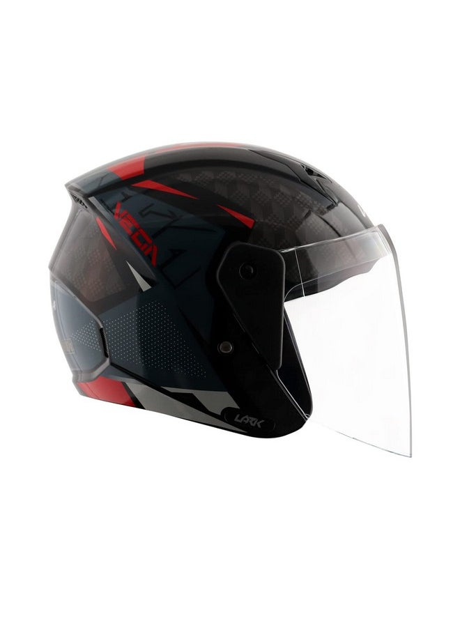 Vega Lark Twist Open Face Helmet Black Red, Size: L(59-60 cm)