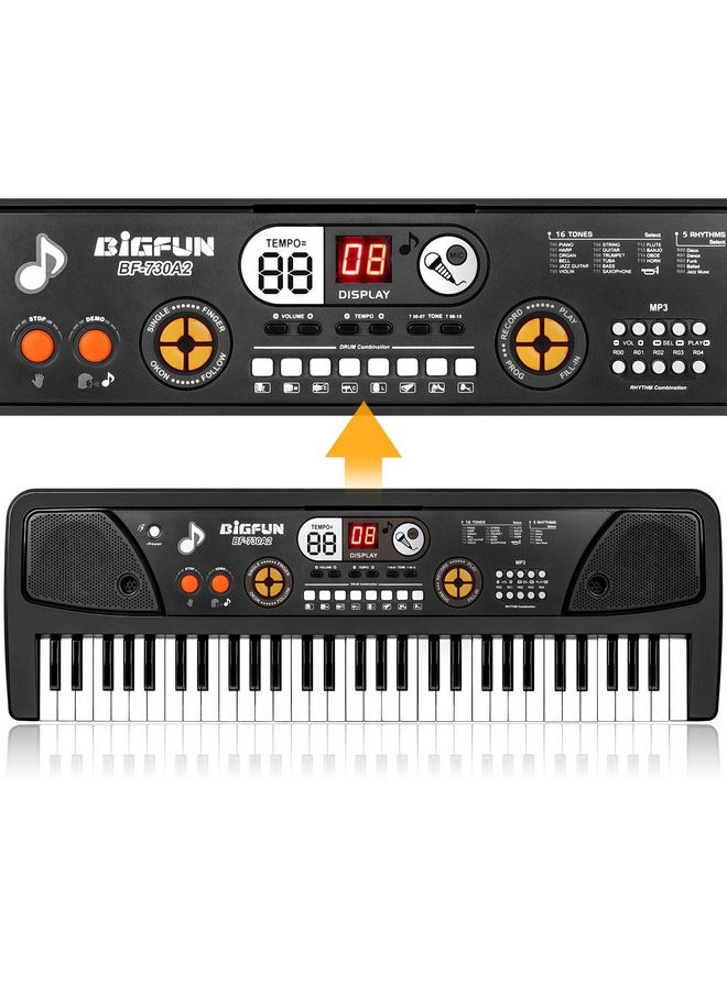 M SANMERSEN Piano for Kids with Microphone, Kids Piano Keyboard for Beginners Portable Electronic Keyboard with MP3 Function/ Led Display 61 Keys Musical Piano Toys for Boys Girls Ages 3-12