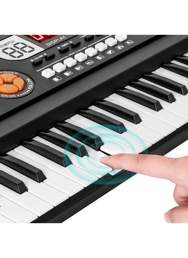 M SANMERSEN Piano for Kids with Microphone, Kids Piano Keyboard for Beginners Portable Electronic Keyboard with MP3 Function/ Led Display 61 Keys Musical Piano Toys for Boys Girls Ages 3-12